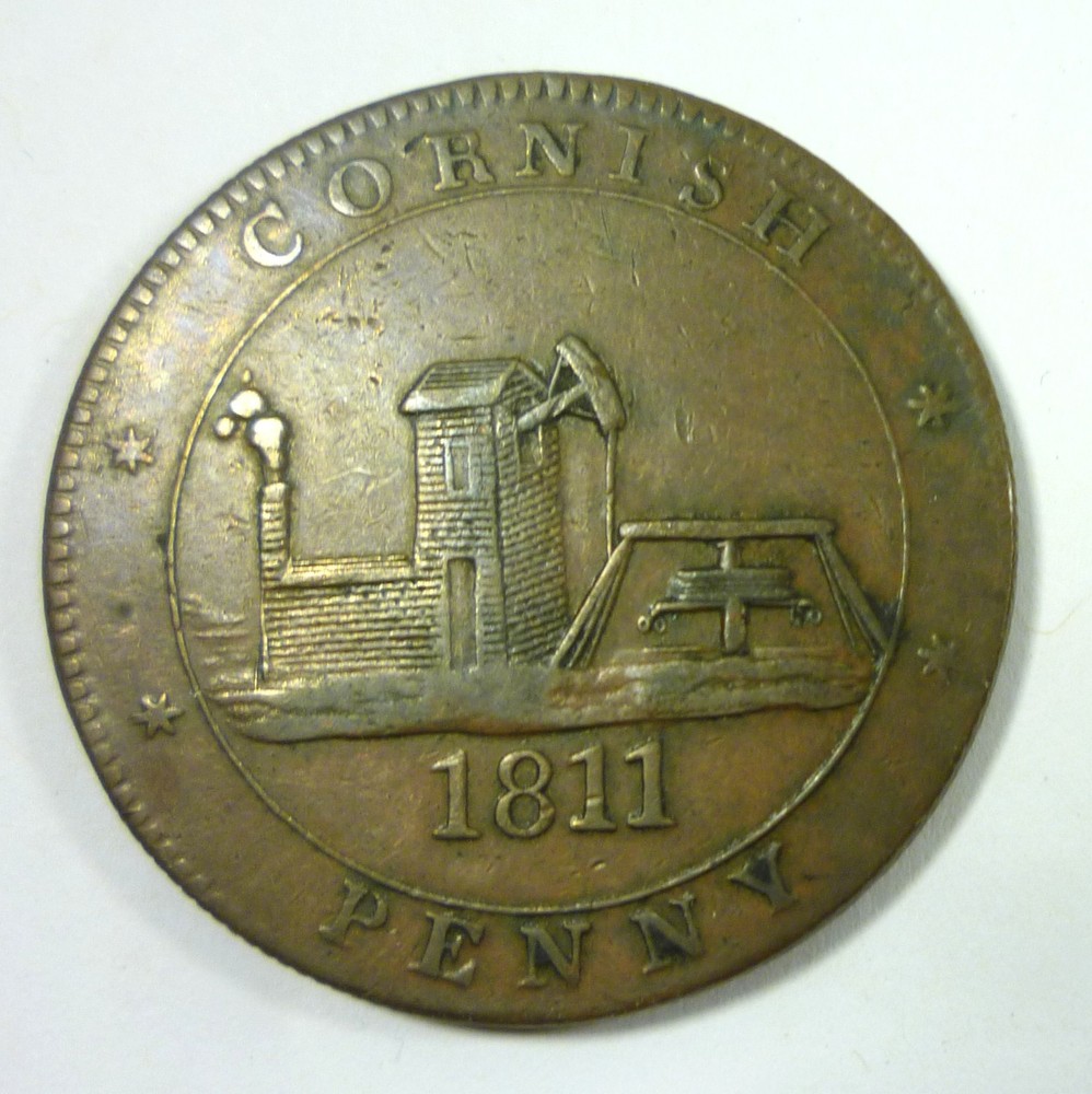 1811 Cornish Penny Token Scorrier House Cornwall Great Britain Fish