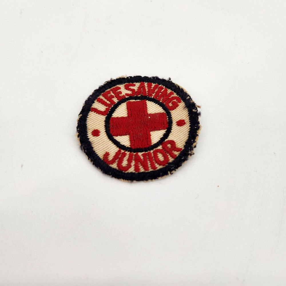 Vintage American Red Cross Life Saving Junior Patch 2" Embroidered