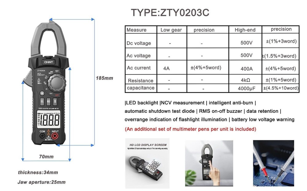 High precision measurement handheld clamp meter multi-meat functional automatic