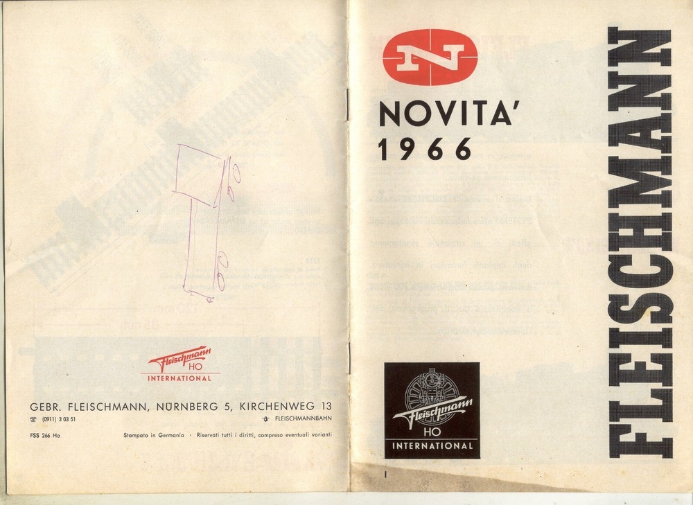 catalogue FLEISCHMANN 1966 novelty HO 1/87 IT aa