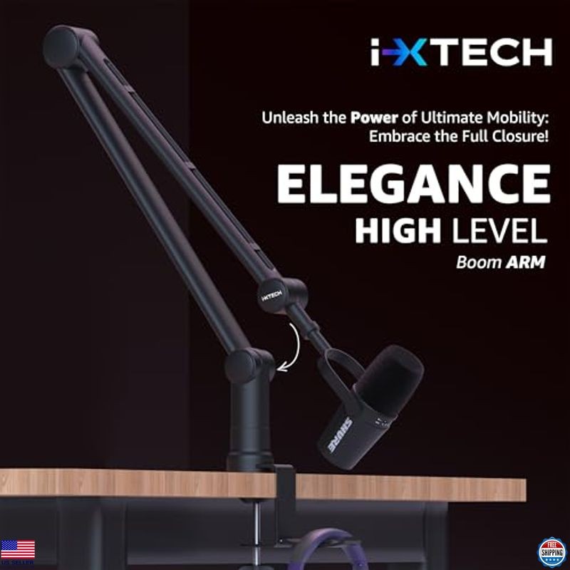 Adjustable Microphone Boom Arm with Desk Mount, 360° Rotatable, Foldable