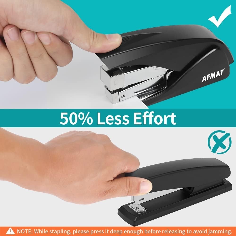 Durable Black Stapler - 50 Sheets Capacity, Built-In Remover for Effortless Use