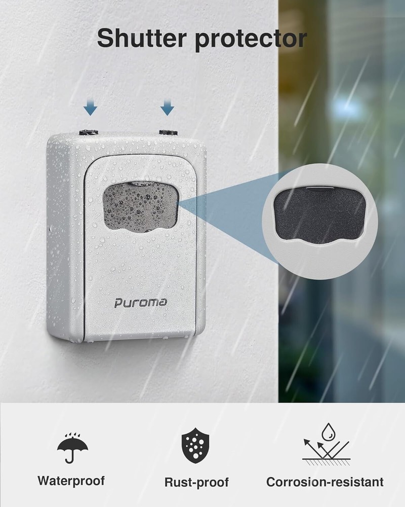 Puroma Lock Box, Large Key Lock Box Resettable Combination Code Lockbox, Portabl