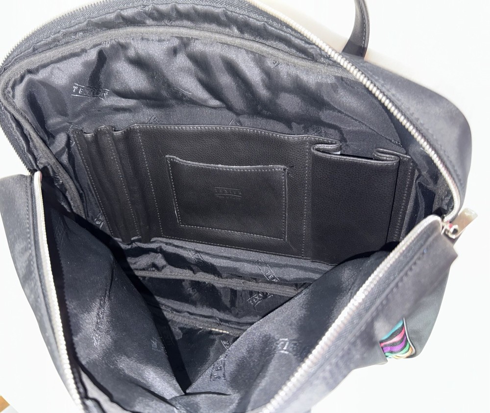 Texier Nylon Laptop Computer Bag Tote Multicolor Stripe Pockets Shoulder Work