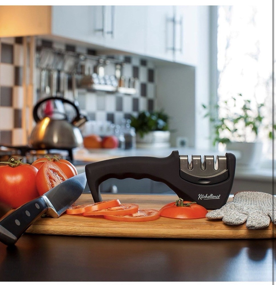 Kitchellence 4-in-1 Three Stage Knife Sharpener Tool New