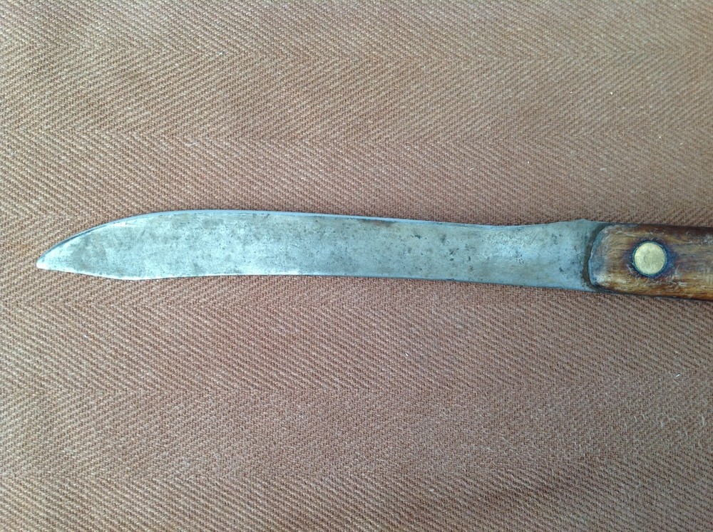 Vintage 3 Pin Wood Handle Knife, Divot Marks on Blade