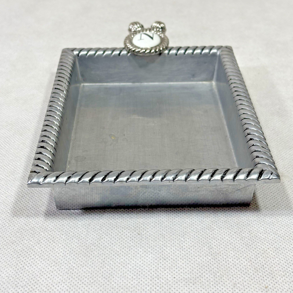Mud Pie 2009 N Initial Metal Note Holder Tray 501013