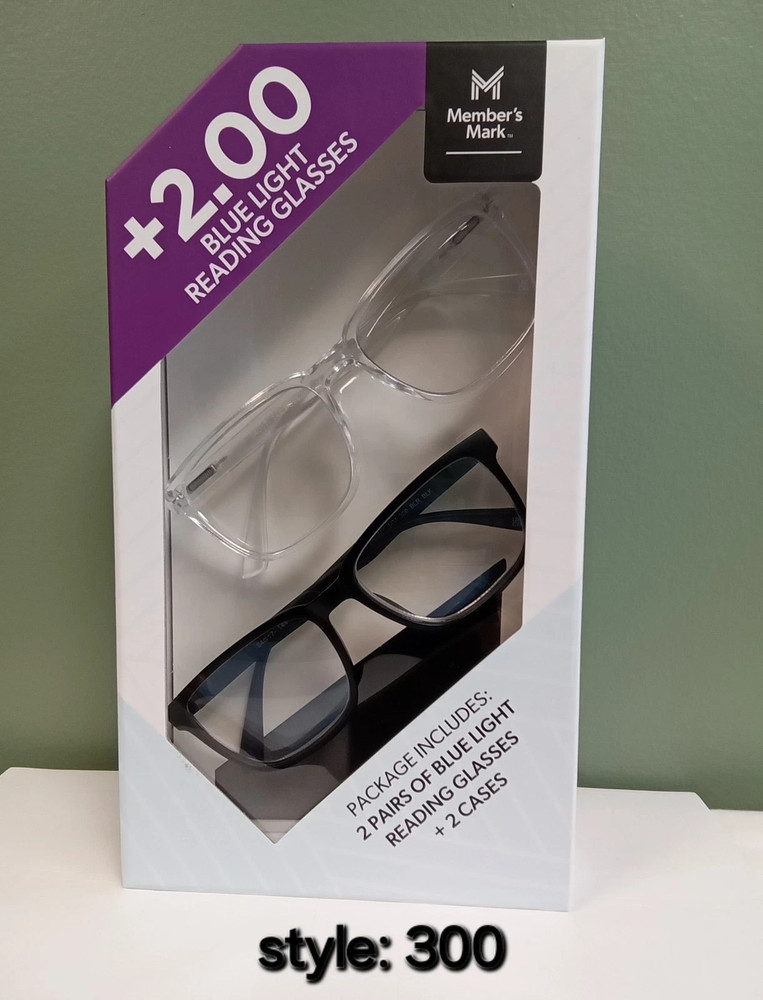 Member's Mark 2 pair Of Blue Light Reading Glasses + case