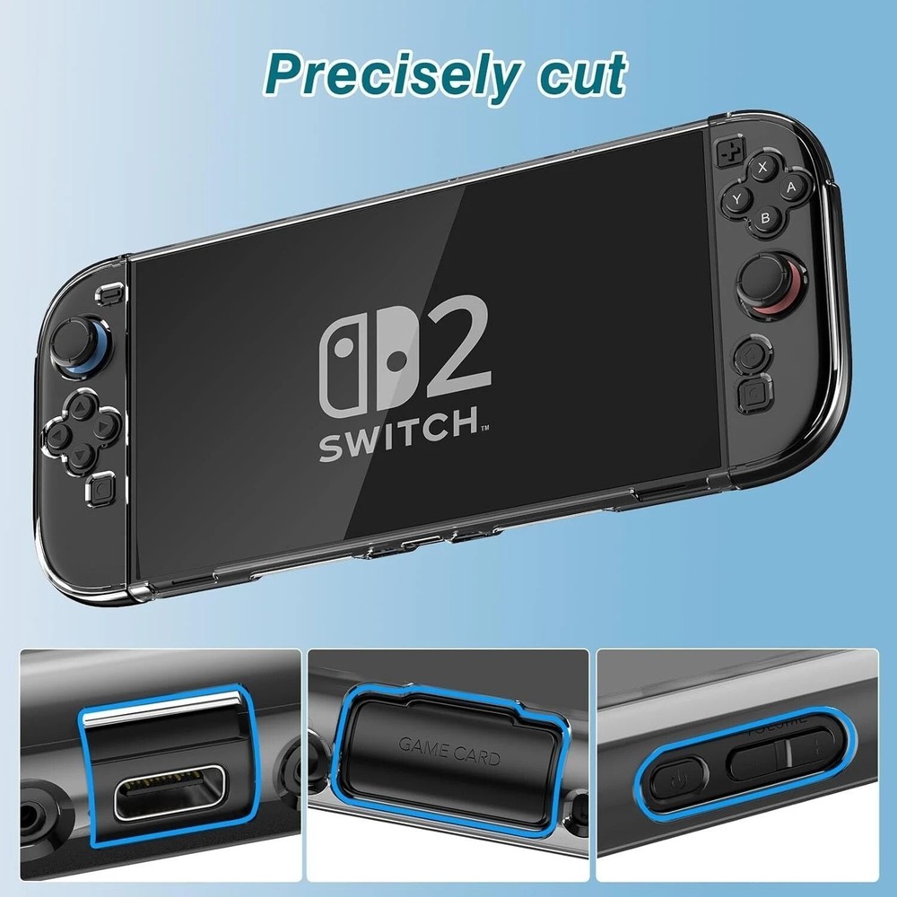 Clear Case for Nintendo Switch 2 with Screen Protector,Thumb Grips,PC Protective