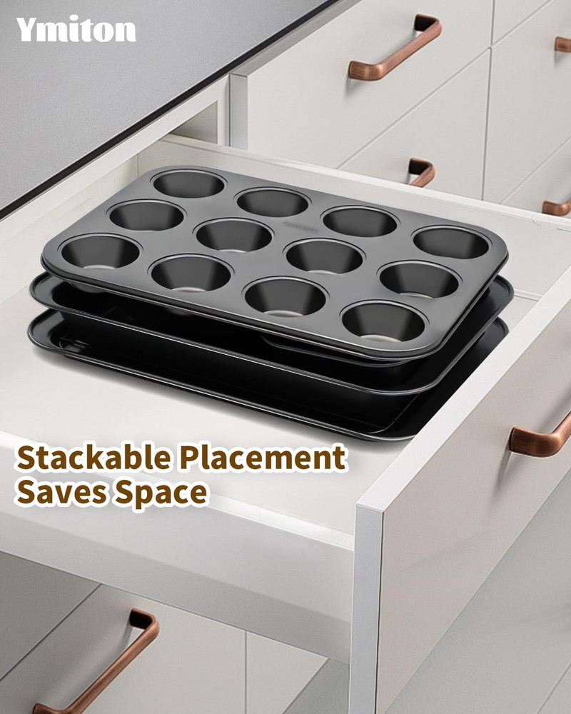 Nonstick Baking Pans Set, 19 PCS Stackable Bakeware Sets, Oven Pan Set Includes