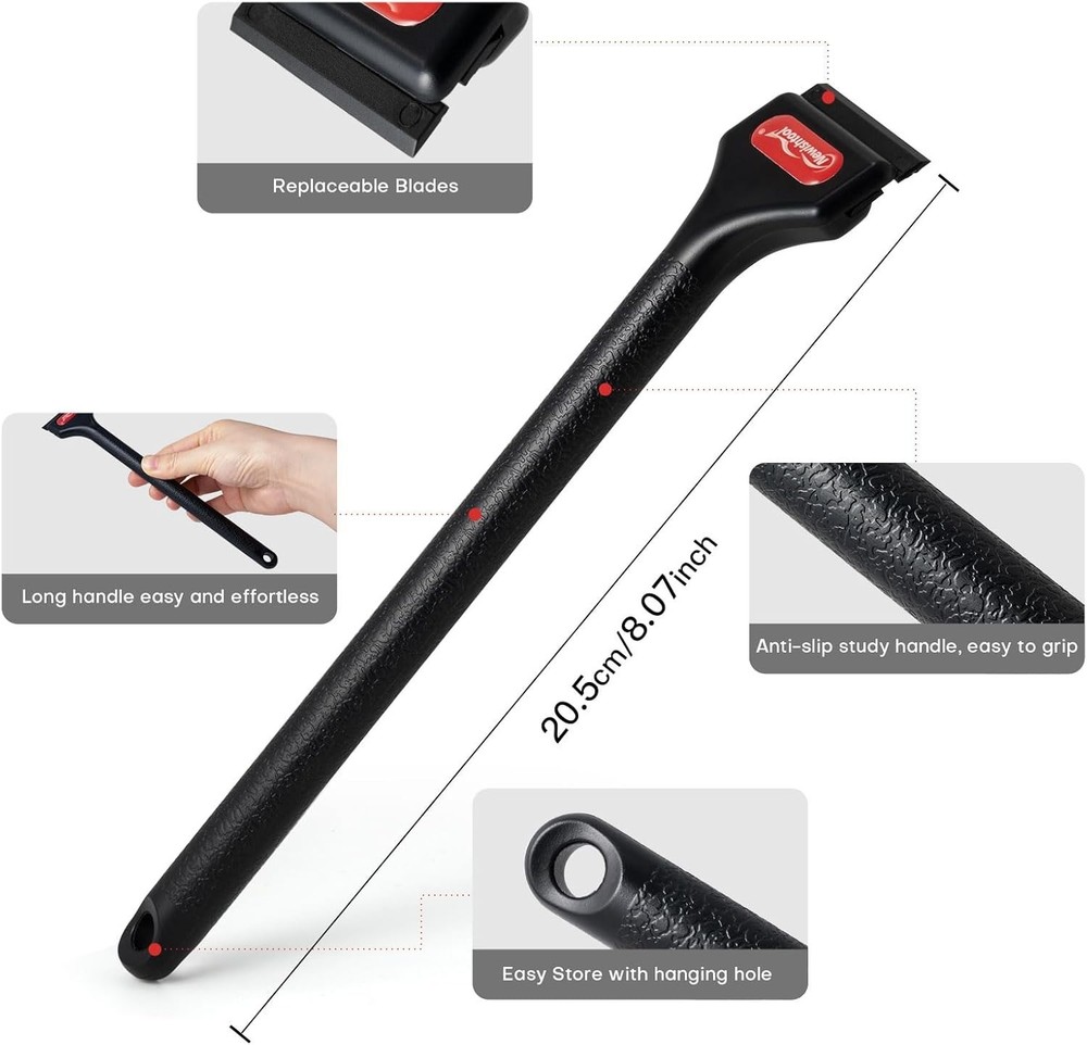 2 Pcs Long Handle Plastic Razor Blade Scraper with 100 PCS Spare R...