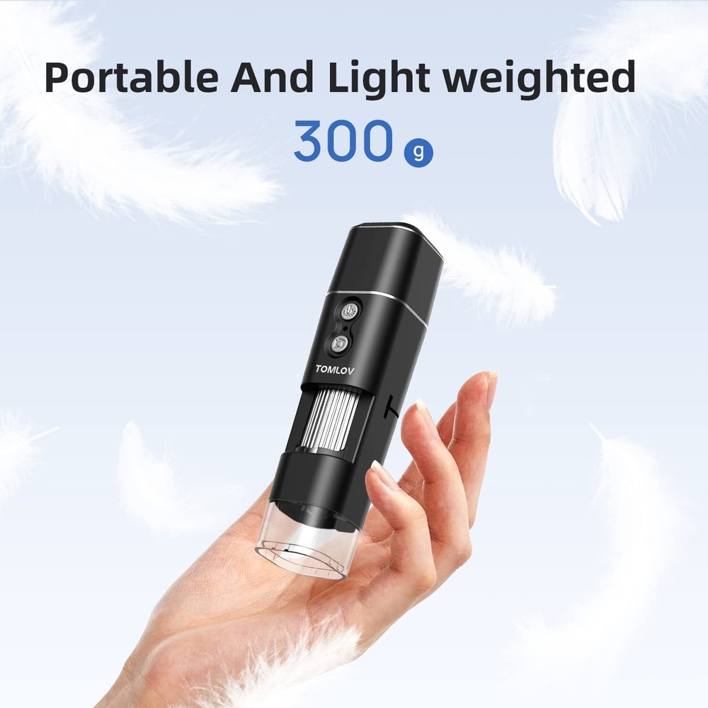 TOMLOV Wireless Digital Microscope 1000X USB Coin Microscope Camera 8 LED Lights