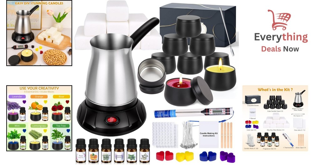 Candle Making Set with Essential Oils & Jars - Complete DIY Kit for Home Decor
