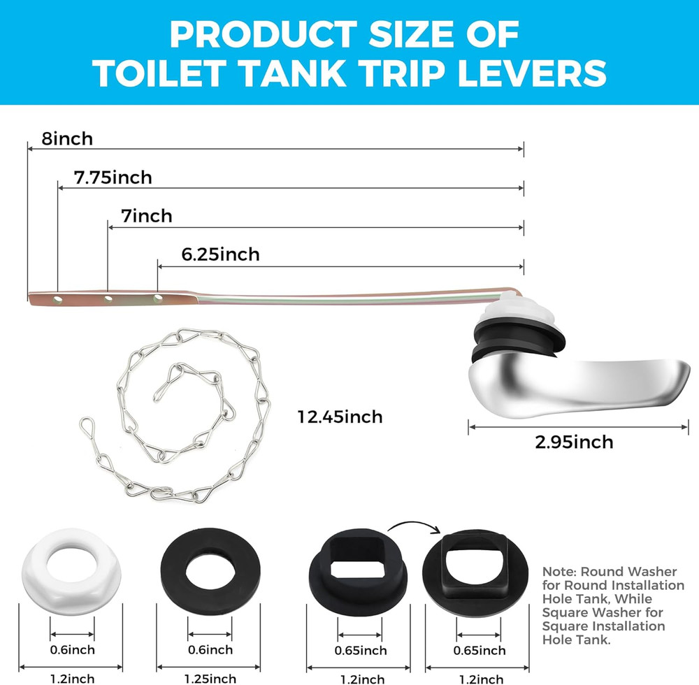 2 Pack Toilet Handle Replacement Kit, Front Mount Toilet Flush Lever Replacement