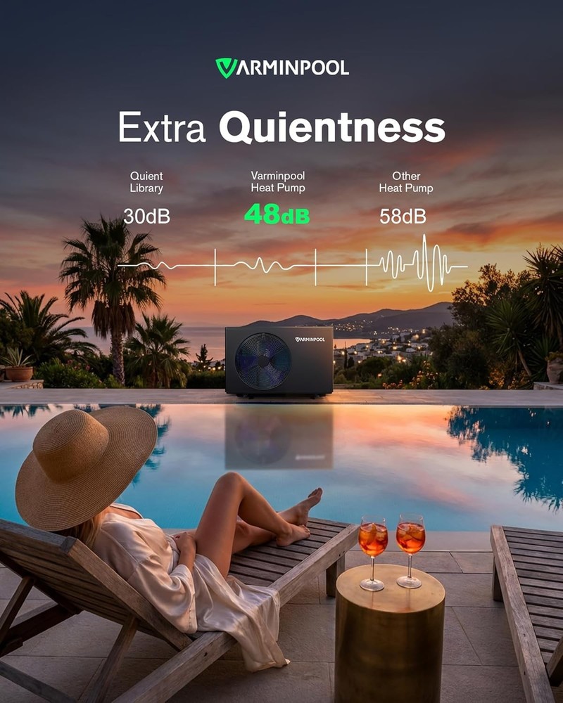 VARMINPOOL 30,000BTU Pool Heat Pump for Swimming Pools In-Ground & Spa Heater