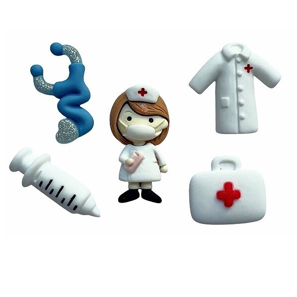 Office Visit - Shelly's Buttons - Flat Back Doctor Embellishments - Craft Scrap
