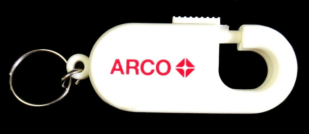 Vintage ARCO Hook Key Ring White Plastic 3-3/8 inch