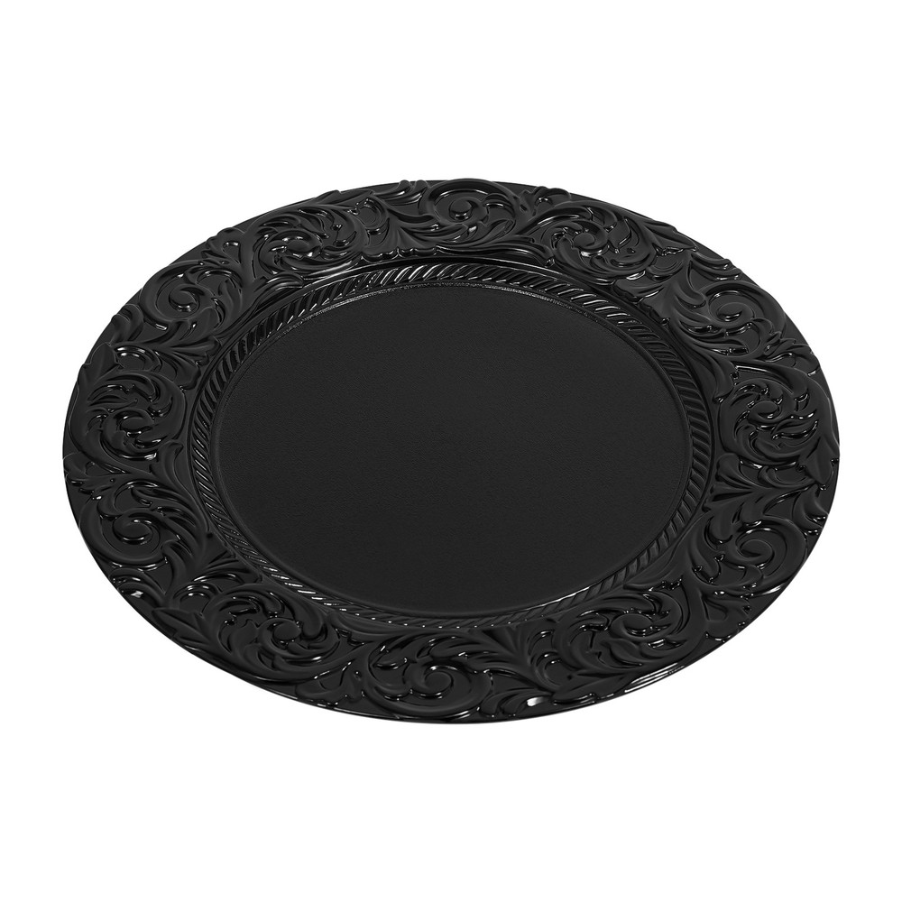 150 Black Plastic Plates Set - Disposable Dinner Plates Bulk Pack for Par