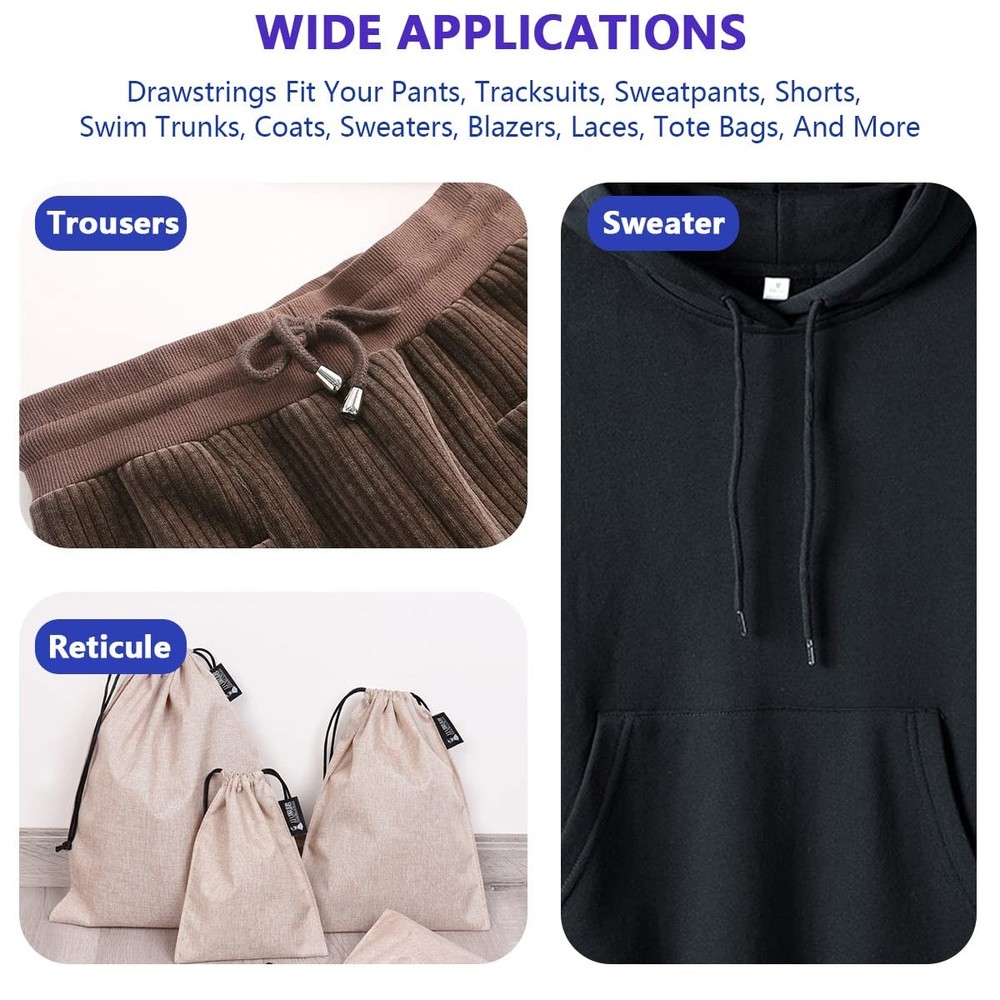 Replacement Drawstrings Kit Hoodie Pants Cord Locks Threader 24 Pack