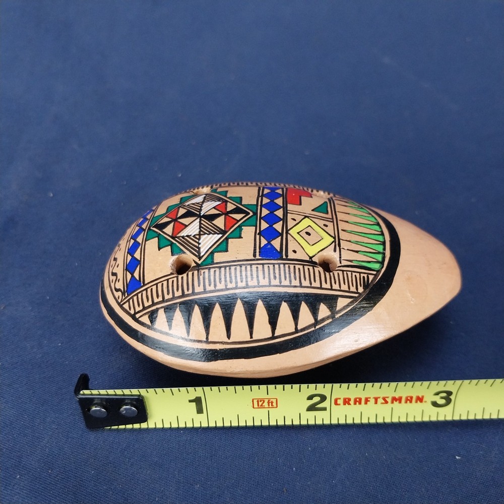 Vintage Handpainted Peruvian Terra Cotta Whistle