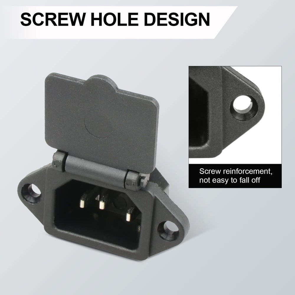 2 Pcs AC 250V 10A IEC 320 C14 Panel Mount Plug Adapter Power Connector Socket wi