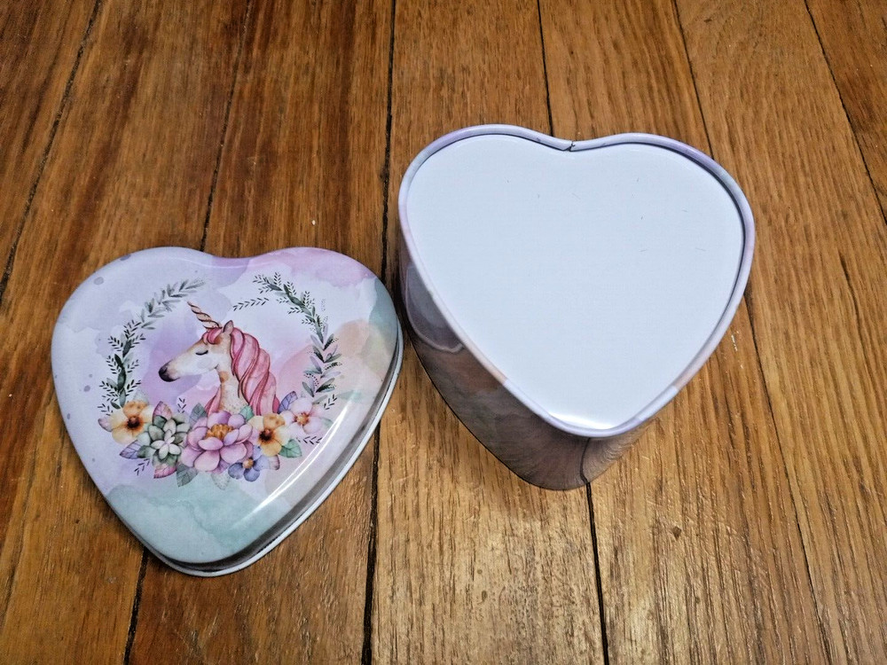 Unicorn Storage Tin Heart Shaped Small Decorative Unbranded Container