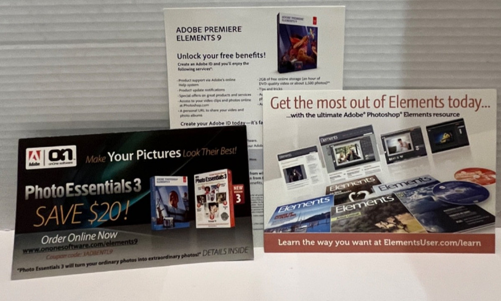 Adobe Photoshop Elements 9 & Premiere Elements 9 Bundle PC/Mac Complete w/ Seria