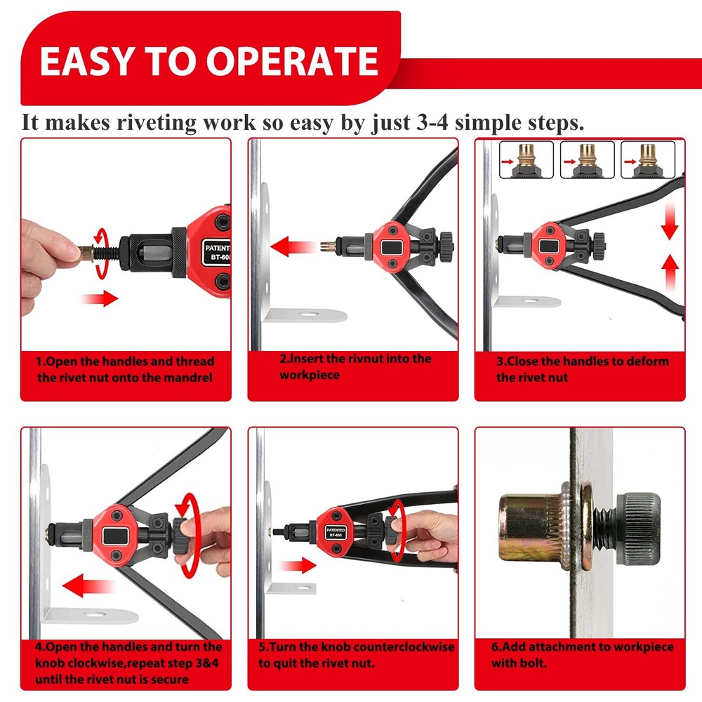 Rivet Gun Kit Rivnut Thread Setting Tools Nut Setter Tool NutSert Metal Working