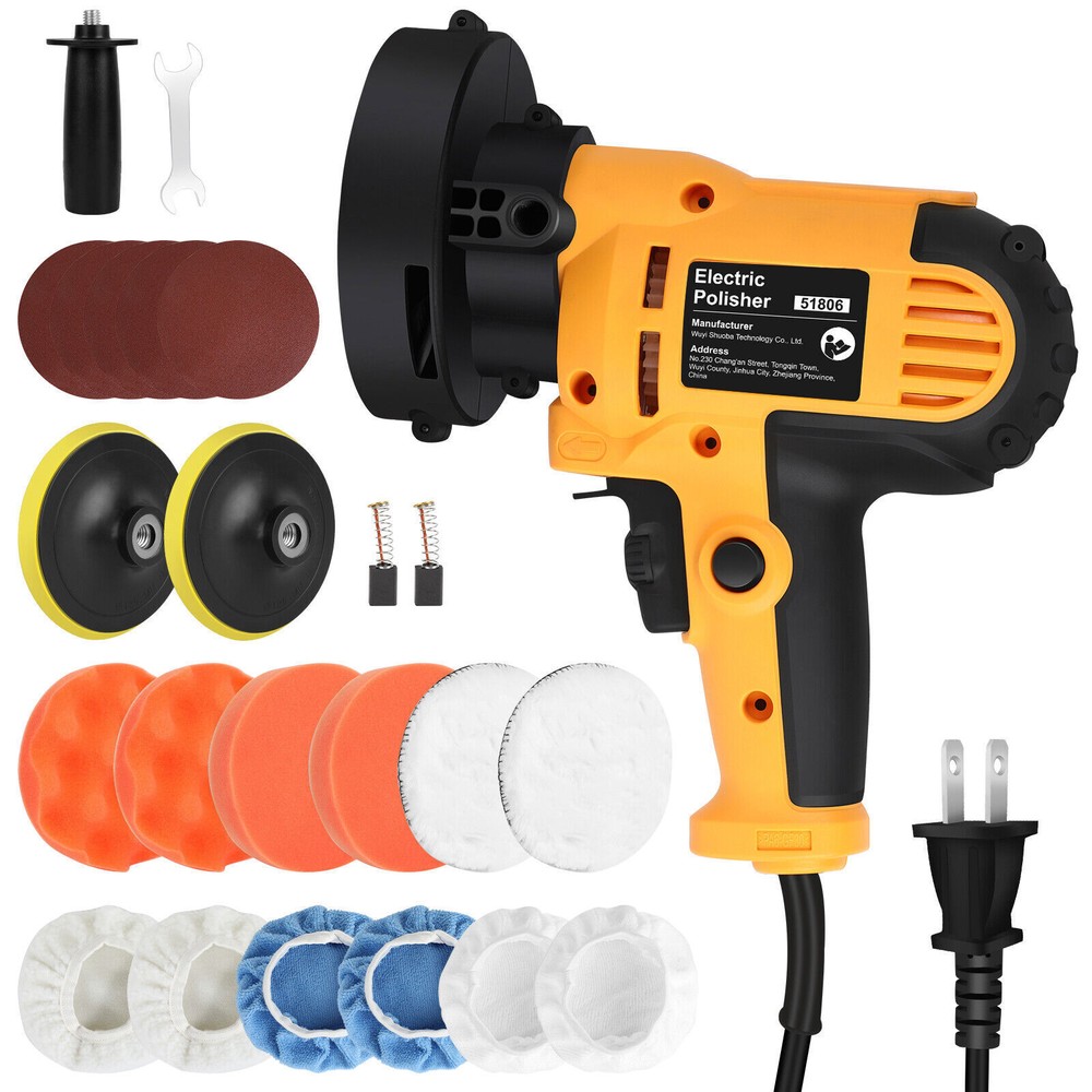 Car Polisher Buffer Sander 800W w/ Multiple 5" Bonnets & Sanding Accessories