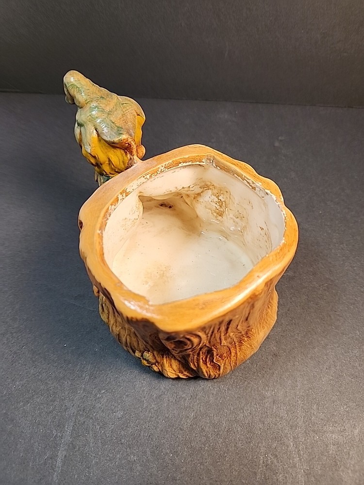 Vintage Ceramic Pixie Elf Tree Stump Planter Woodland Forest Succulents