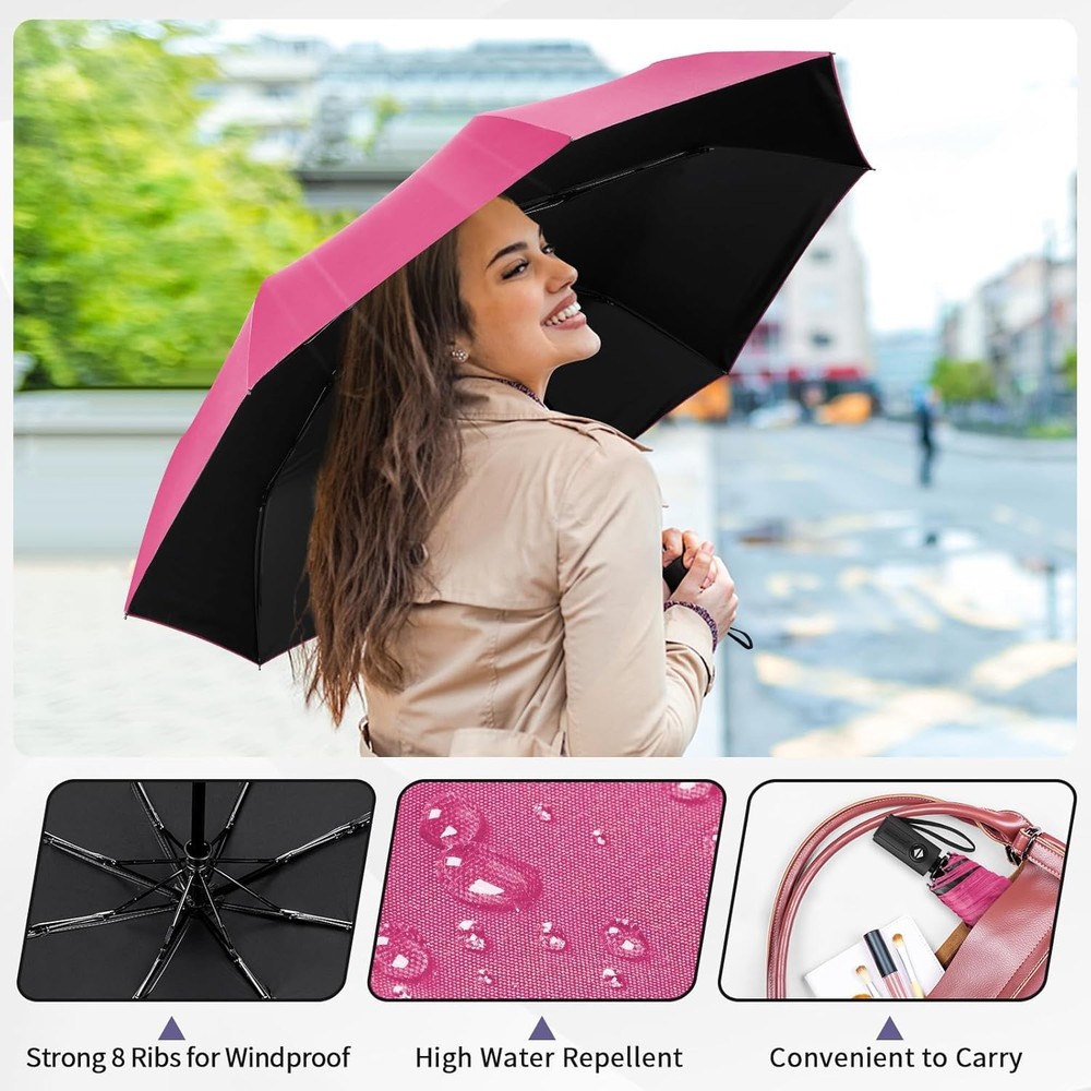 Yoobure Windproof Travel Umbrella - Automatic Umbrellas for Rain, Compact Foldin