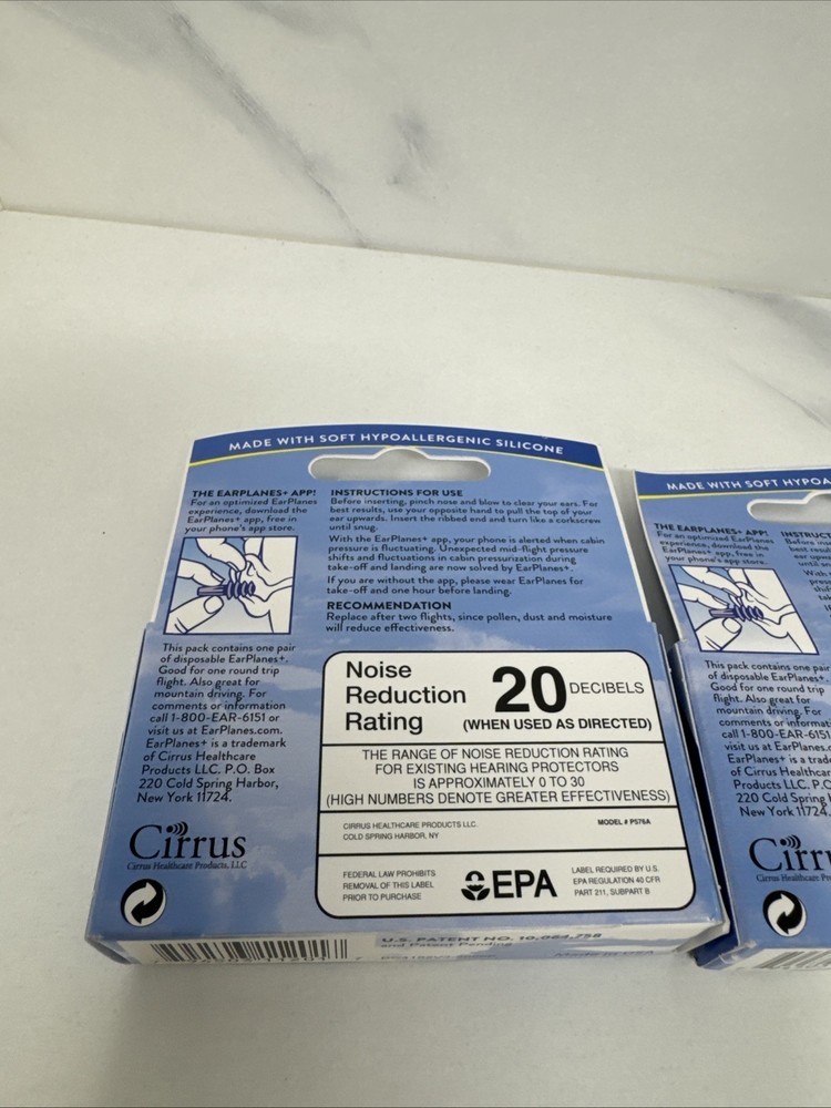 2 Pack - Earplanes Flight Ear Protection Earplugs - 1 Pair each Box Regular Size