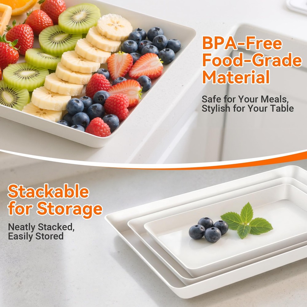SmartTrends 6-Pack Serving Tray for Parties, Platter in 3 Sizes White