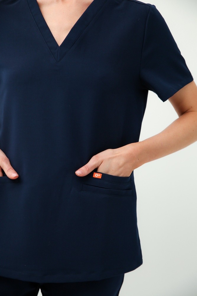 OPLUS - Navy V-Neck Relax Scrub Top