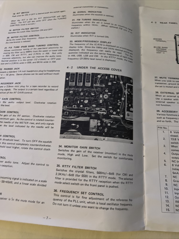 ICOM IC-R70 INSTRUCTION MANUAL ORIGINAL
