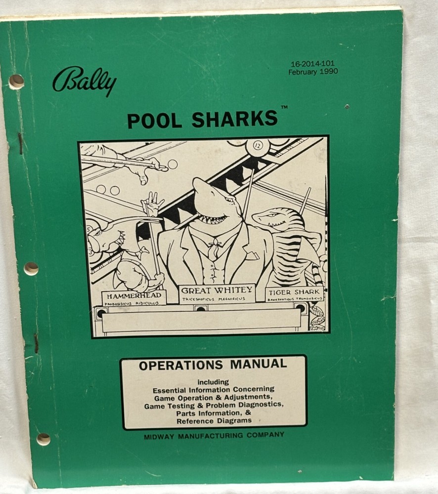 ORIGINAL-BALLY-POOL SHARKS-OPERATIONS MANUAL-OPERATOR'S HANDBOOK