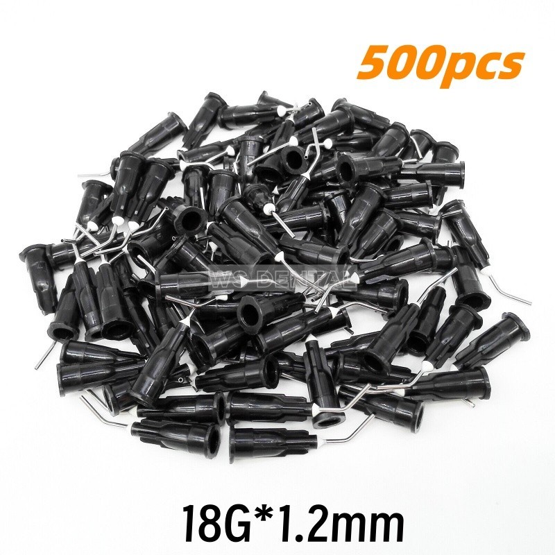 500Pcs Dental Pre Bent Needle Tips Fit Etch Flowable Composite Acid Gel Tip