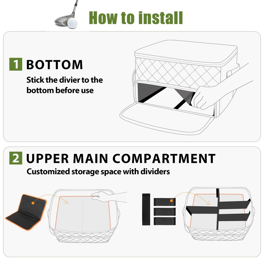 PGmoon 2 Layer Golf Trunk Organizer, Standard Cart Size, black