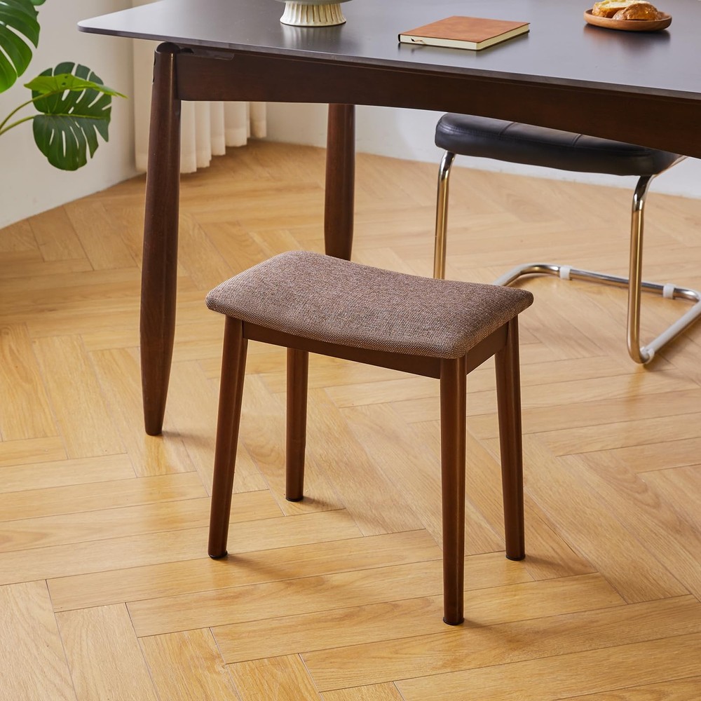 Saddle Cushion Vanity Stool Chair, Foot Rest Stool with Solid Wood Legs, Mode...