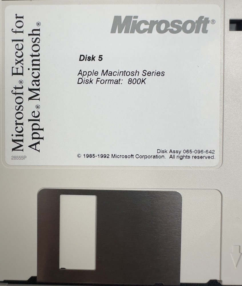 Vintage 1992 Microsoft Excel For Mac Apple Macintosh Floppy Disks Software