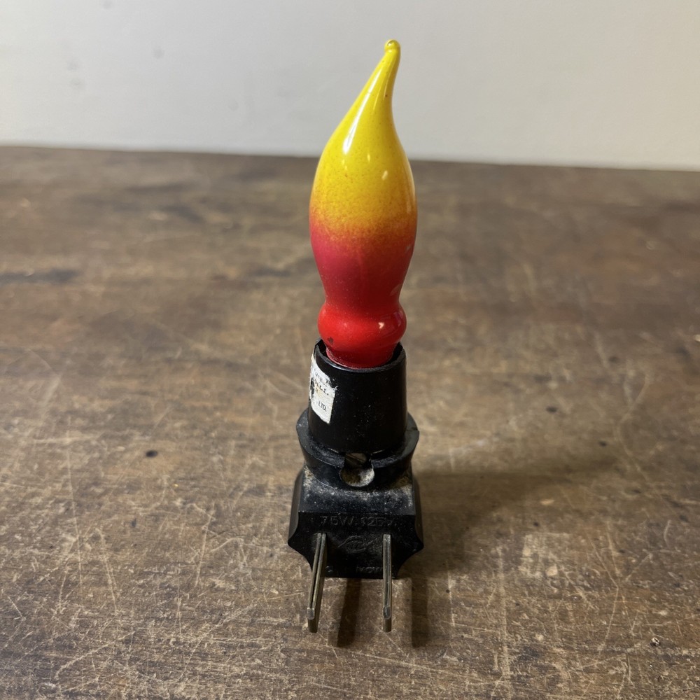 Vintage Flame Night Light Red Yellow - Working!