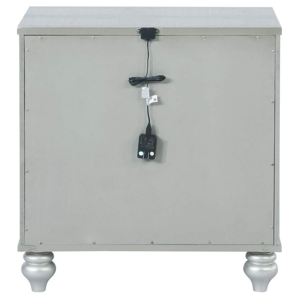Silver Metallic 2-drawer Nightstand