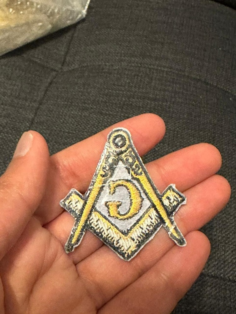 Masonic 3 inches Patch Iron square and compass blue and gold Patch