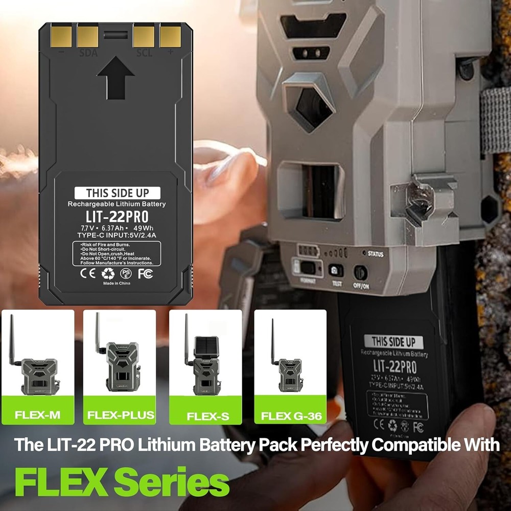 2-Pack Rechargeable LIT-22 Battery Compatible with Trail Camera Flex-Plus Flex-S