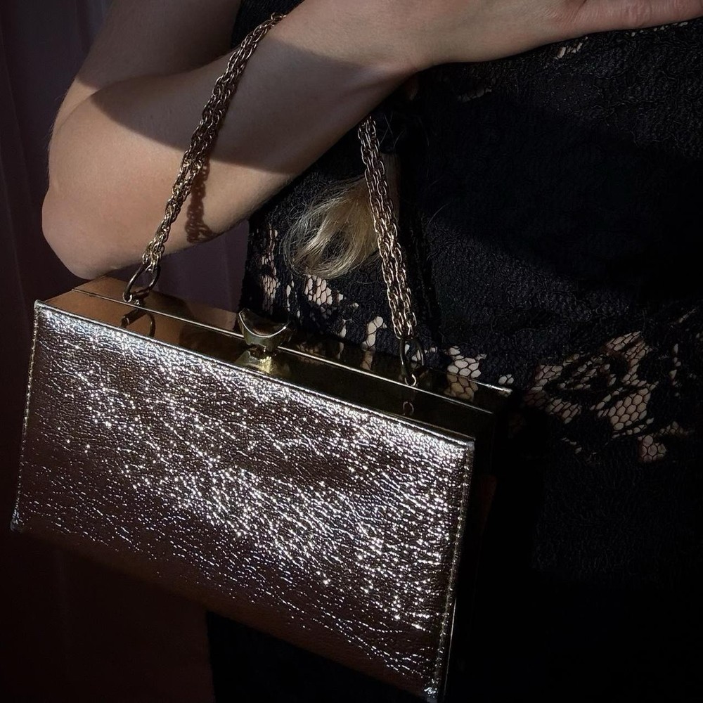1950s Gold Lamè Box Bag