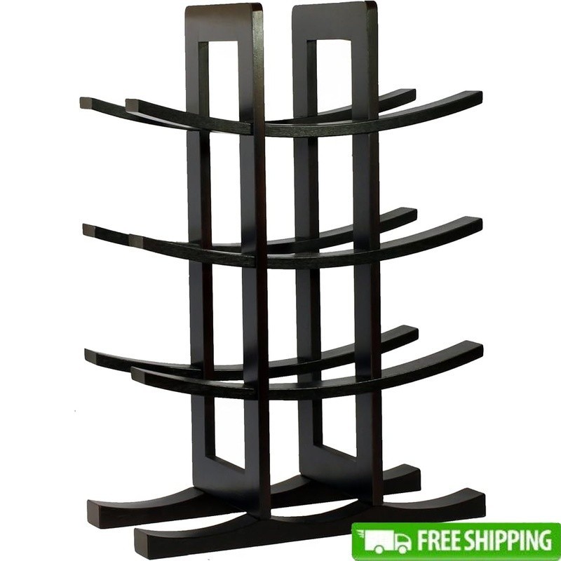 Bamboo Wine Rack Holds 12 Bottles Modern Storage Maximize Space Easy Assembly US