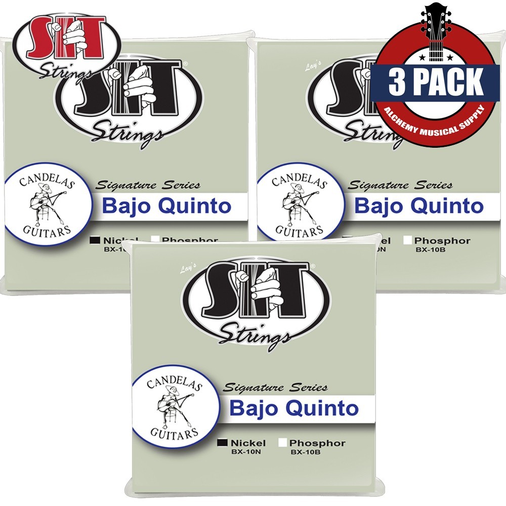 3-PACK SIT BX-10N Nickel 10-String Bajo Quinto Loop End Guitar Strings
