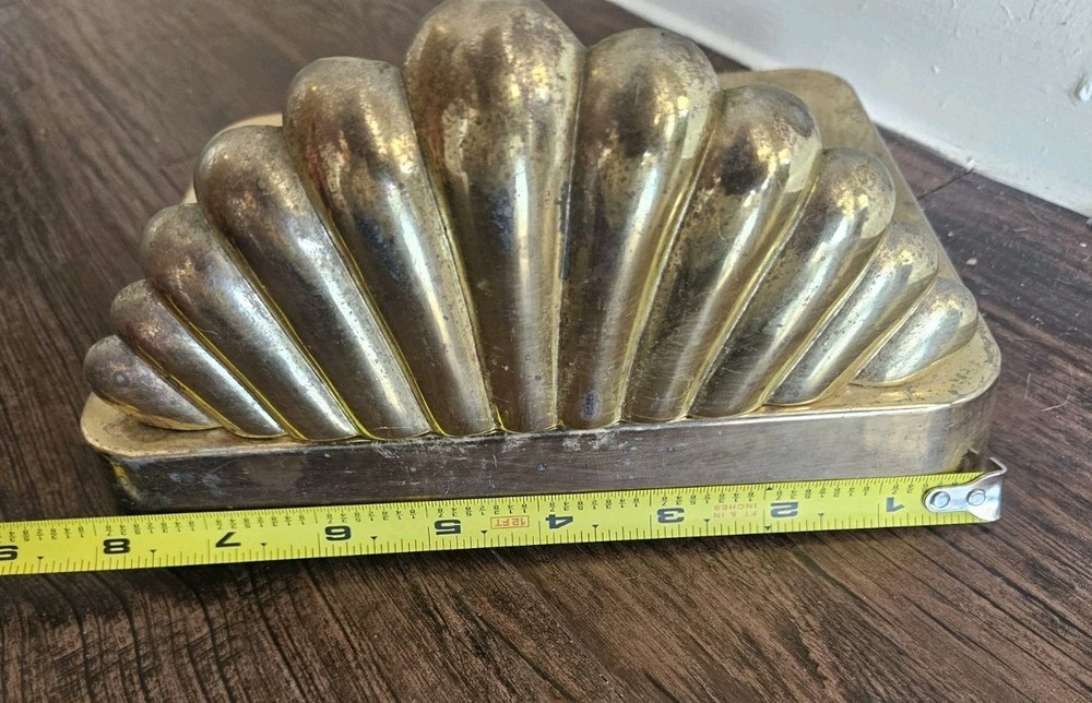 Vintage S.M.I. Solid Brass Fireplace Tool Set | Heavy Shell Nautical 29" | MCM