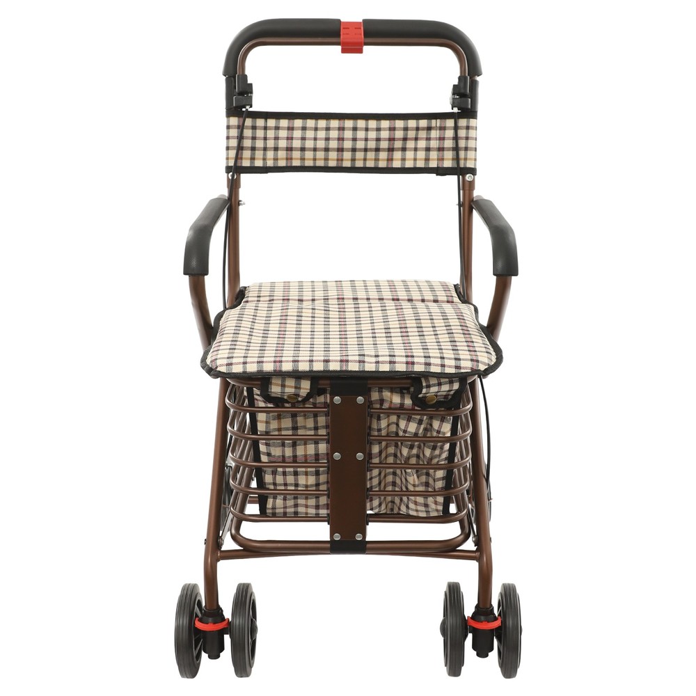 Foldable Rollator Walker with Seat, 330 lbs Capacity, Padded Seat & Backrest