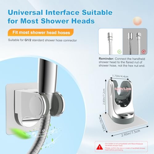 Showerhead Holder, Strong Adhesive and Waterproof Handheld 1 Pack Silver